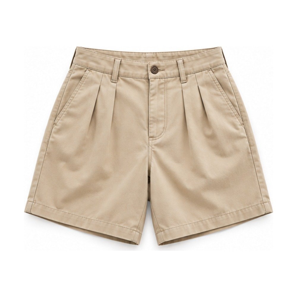 Pleated Twill Shorts